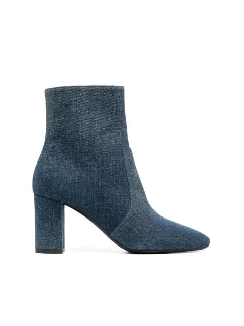 SAINT LAURENT Lou 75mm denim ankle boots