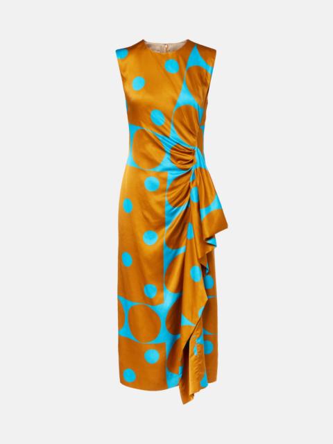 Dries Van Noten Draped printed satin midi dress