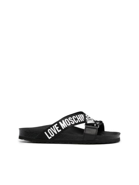 crossover logo-strap sandals
