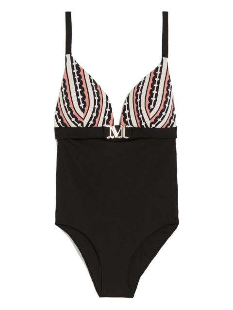 Max Mara Crystal monogram-print swimsuit