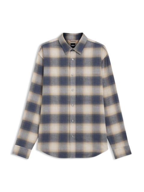 BOSS CHECKED RELAXED-FIT SHIRT IN COTTON FLANNEL