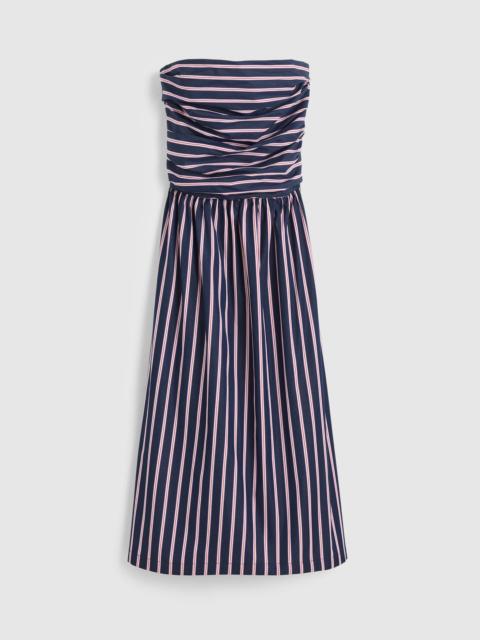 Madewell Strapless Ruched Midi Dress in Poplin