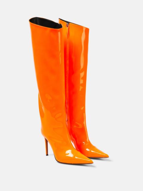 Patent leather knee-high boots