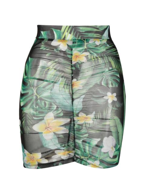 graphic-print ruched skirt