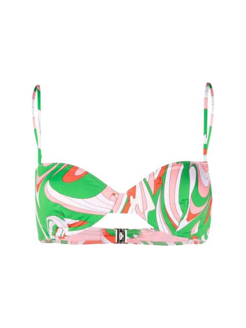 PUCCI Vortici-print underwired 비키니 탑