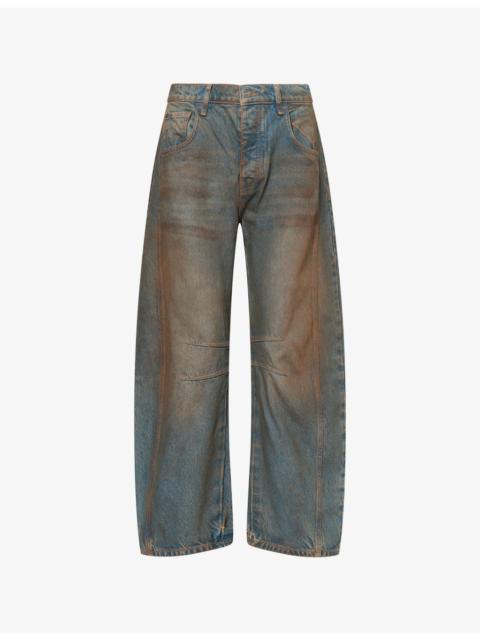 FREE PEOPLE Good Luck Mid-Rise Barrel-Leg Denim Jeans