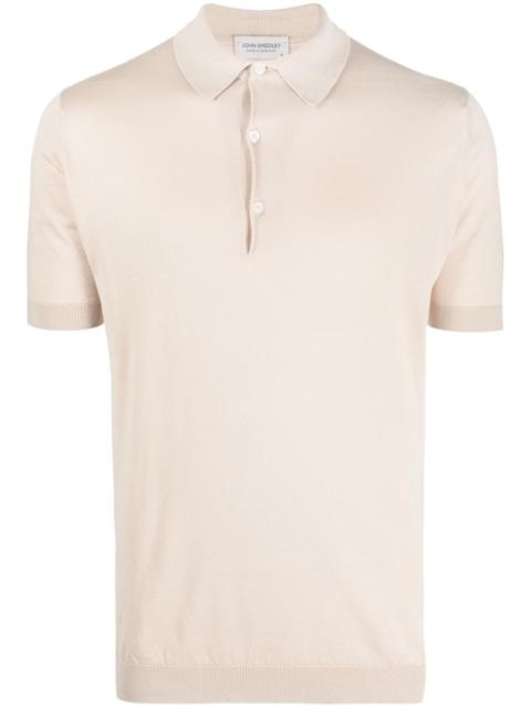JOHN SMEDLEY ribbed-knit cotton polo shirt
