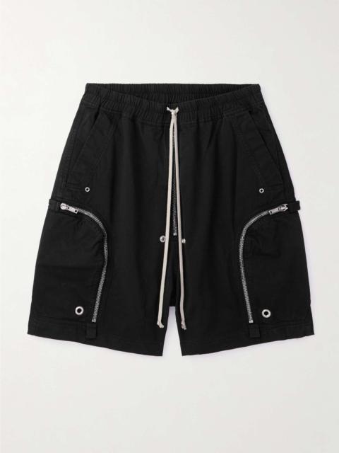 Rick Owens DRKSHDW Bauhaus Wide-Leg Zip-Embellished Cotton-Twill Drawstring Shorts
