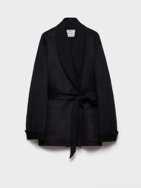 Prada Single-breasted double velour caban jacket