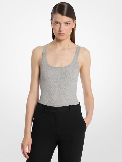 MICHAEL KORS COLLECTION Ribbed Stretch Viscose Tank Top Bodysuit