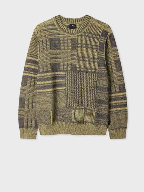 Paul Smith Lime 'Patchwork' Cotton-Blend Sweater