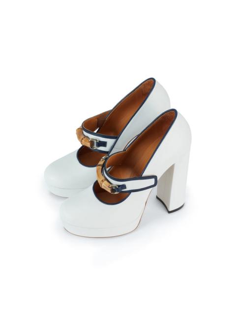 CASABLANCA White Leather Bamboo Pumps