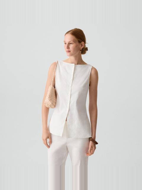 Theory Boatneck Cutaway Top in Good Linen