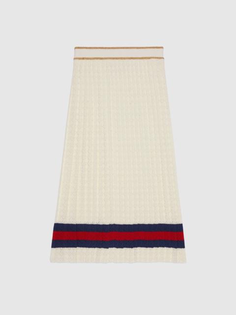 GUCCI Cotton pleated skirt with Web
