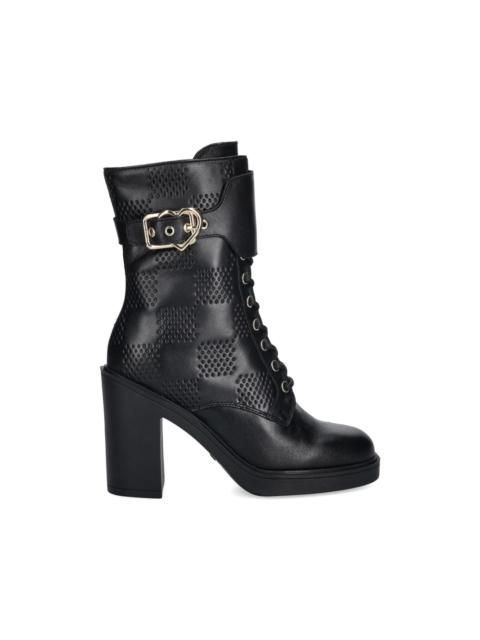 Moschino heart-buckle heeled boots