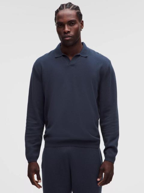 lululemon Cotton-Blend Knit Long-Sleeve Polo Shirt