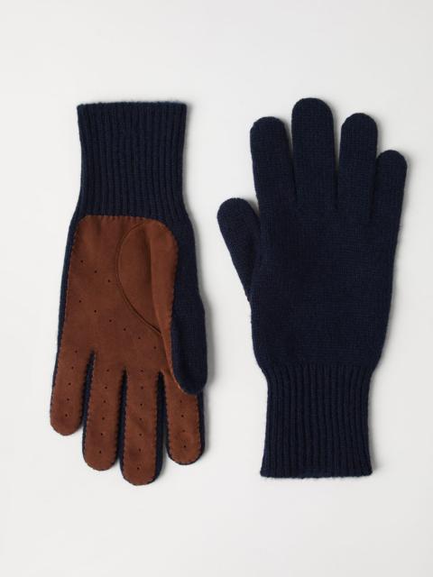 Brunello Cucinelli Cashmere knit gloves with suede palm