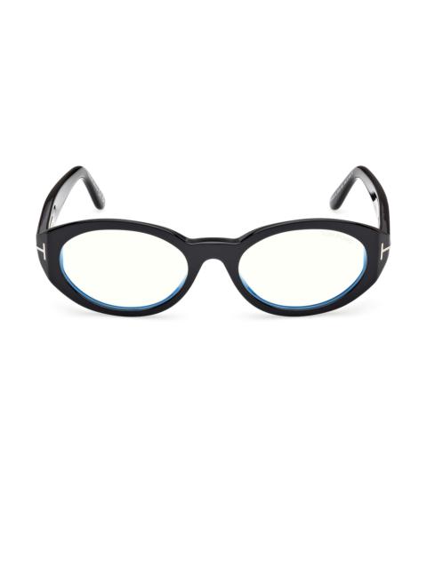TOM FORD Women's 54MM Oval Optical Eyeglasses - Shiny Black