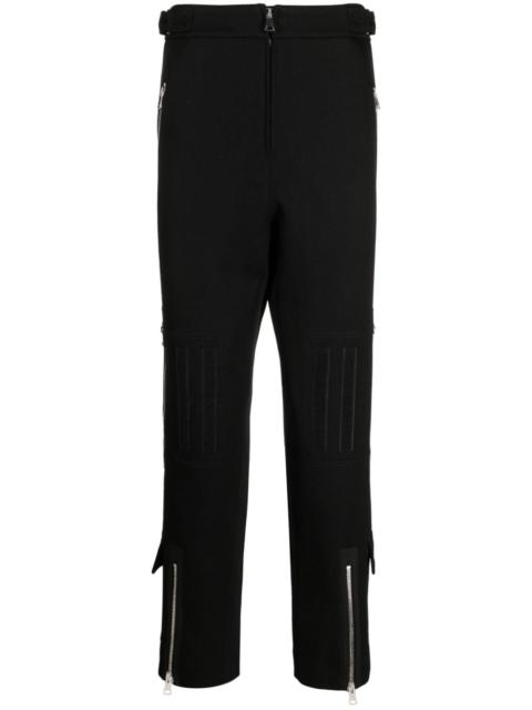 zip-details wool straight trousers