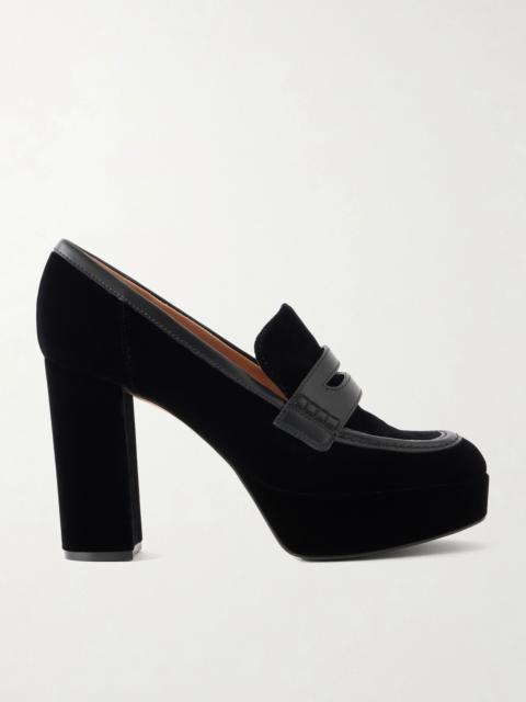 Gianvito Rossi Hadden 70 Leather-trimmed Velvet Pumps