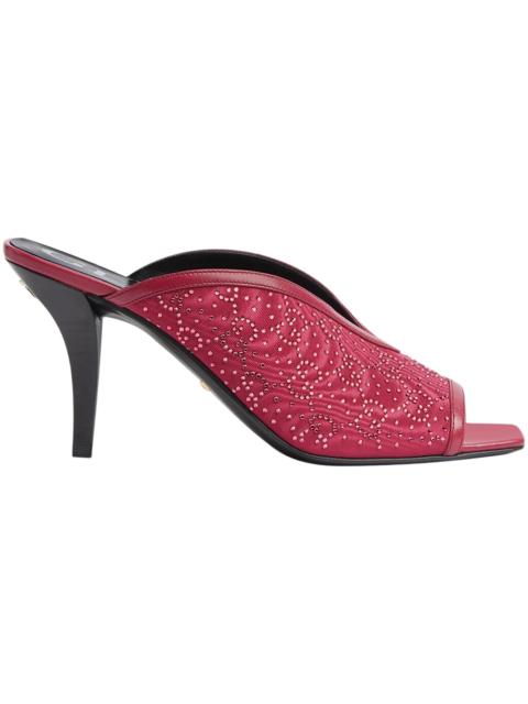 GUCCI Gucci GG Crystal 75mm Heeled Sandal Cherry Red Moire Fabric