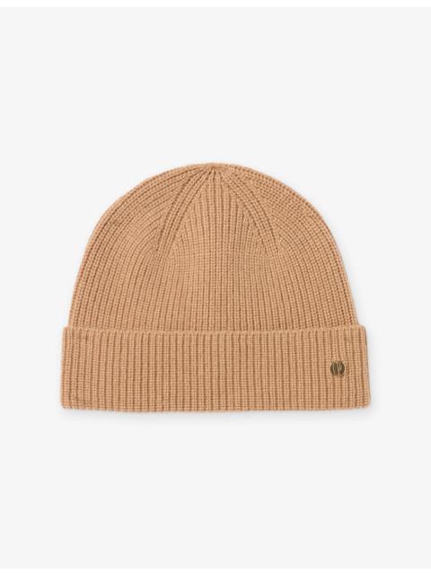 Claudie Pierlot Ribbed Logo-Charm Wool and Cashmere Beanie