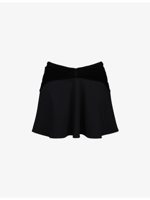 House of CB Asa Flounce-Detail Georgette And Velvet Mini Skirt
