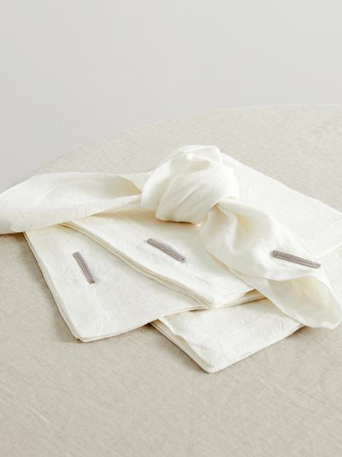 Brunello Cucinelli Set Of Four Bead-embellished Linen Napkins