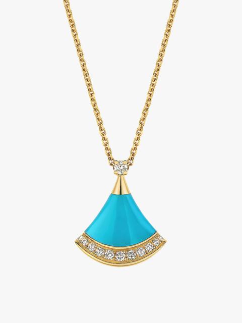 Divas' Dream 18ct yellow gold, 0.13ct brilliant-cut diamond and turquoise&nbsp;pendant necklace