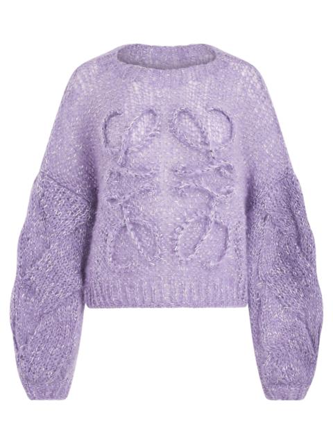 Loewe Cropped Anagram Mohair Sweater in Lavender