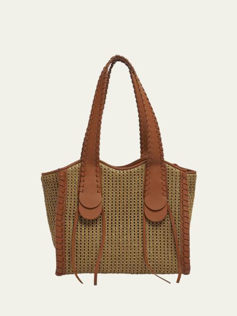 Monty Tote Bag in Raffia and Calfskin Leather