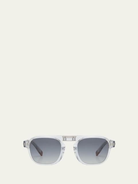 ZEGNA Men's Polarized Acetate Square Sunglasses