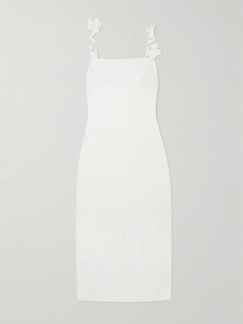 ANDRES OTALORA Petalos Embroidered Linen Midi Dress