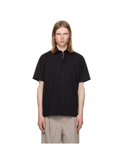 HUGO Black Stretch Cotton Logo Patch Shirt