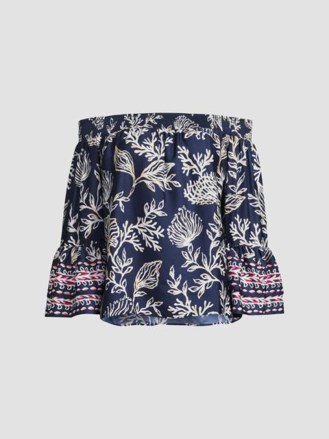 Lilly Pulitzer Women's Kaori Printed Off-the-Shoulder Top - Low Tide Navy