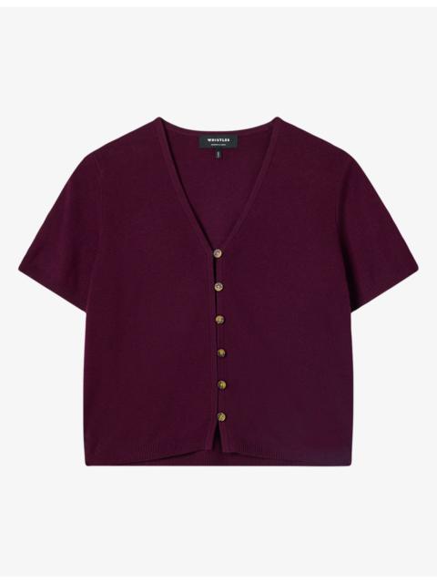 WHISTLES V-Neck Knitted Cotton-Blend Top