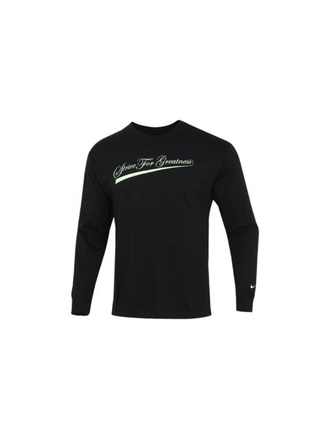 Men's Nike Lbj Nk Lion Ls Max90 Tee Alphabet Printing Sports Round Neck Long Sleeves Black T-Shirt D