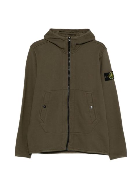 Stone Island long-sleeve logo-patch hoodie