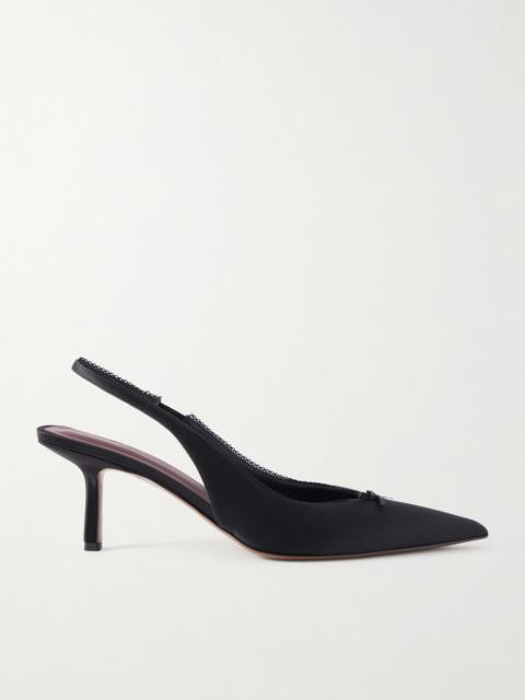 NEOUS Moriah Lace-trimmed Twill Slingback Pumps