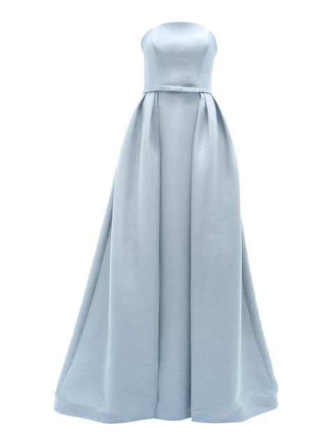 AMSALE Strapless Column Gown with Overskirt