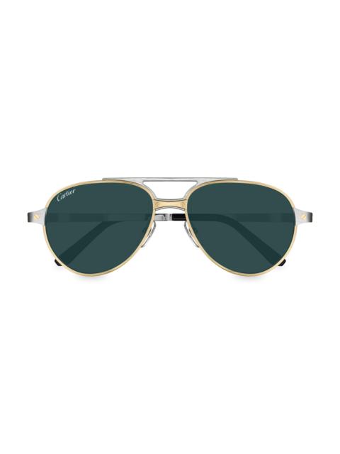 Cartier Men's Santos Classic 59MM Round Sunglasses - Green Gold Silver