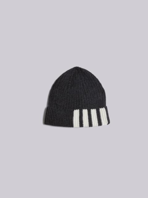 Thom Browne 4-Bar Stripe Cashmere Rib Hat