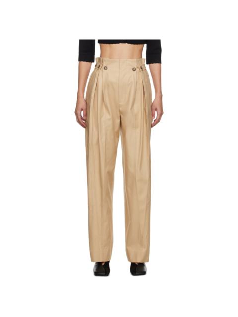 Victoria Beckham Beige Gathered Waist Trousers
