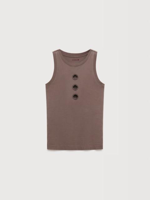 Marni GRAY COTTON TANK TOP WITH CUT-OUT POLKA DOTS