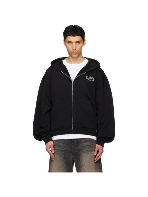 We11done Black 'WE11DONE' Zip-Up Hoodie