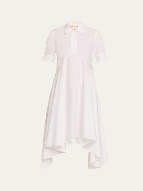 Marni Short-Sleeve Empire-Waist Midi Polo Shirtdress