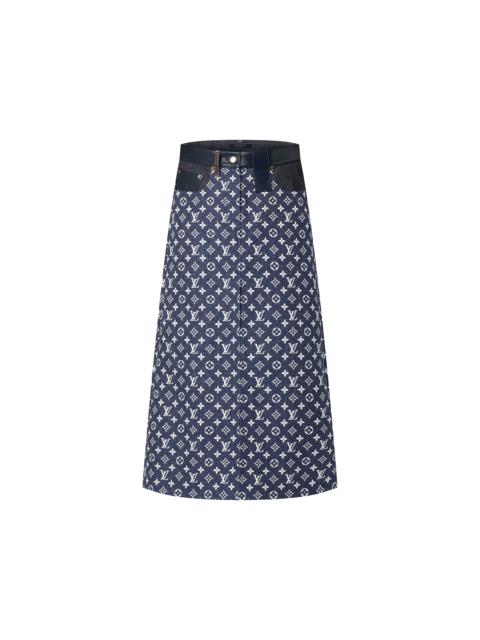 Louis Vuitton Monogram Denim Midi Skirt