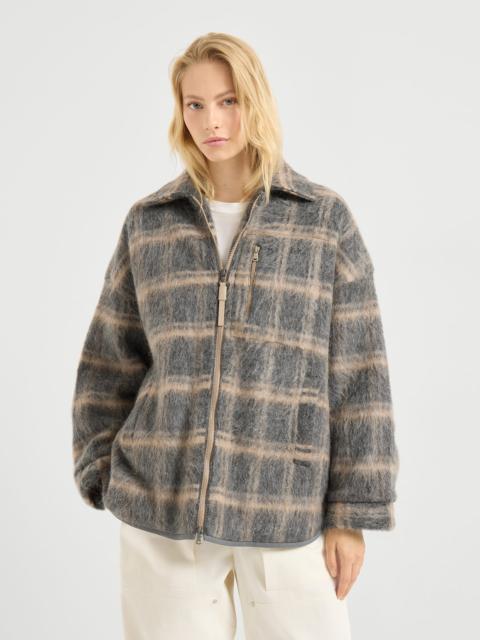 Virgin wool, mohair and cashmere jacquard check knit outerwear jacket with Thermore® padding and shi