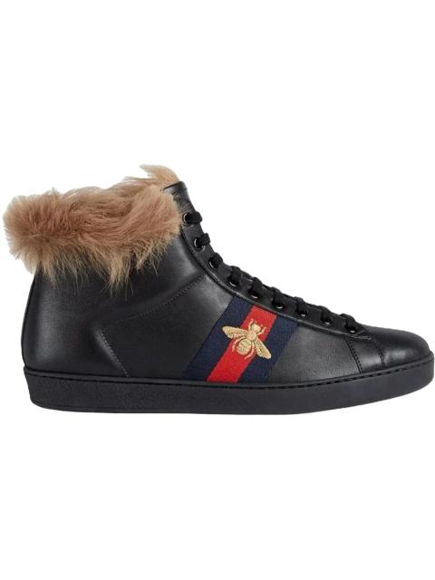 GUCCI Gucci Ace Stripe High-Top Black Fur