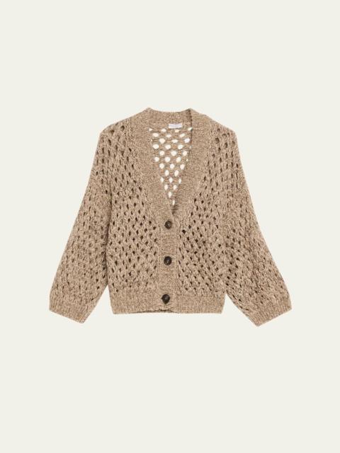 Brunello Cucinelli Oversized Shimmer Open Knit Cardigan